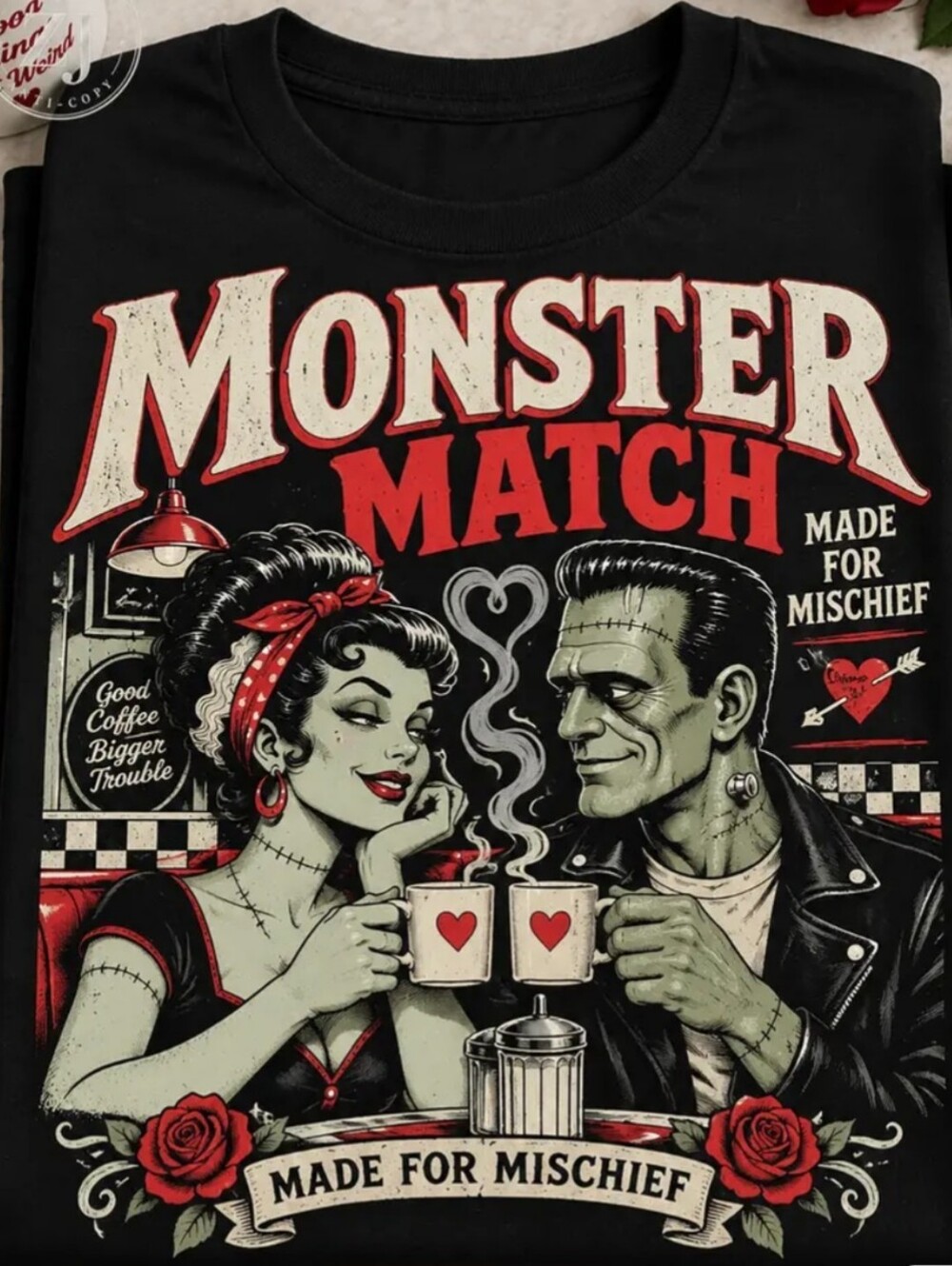 Monster Match Graphic Tee - Black